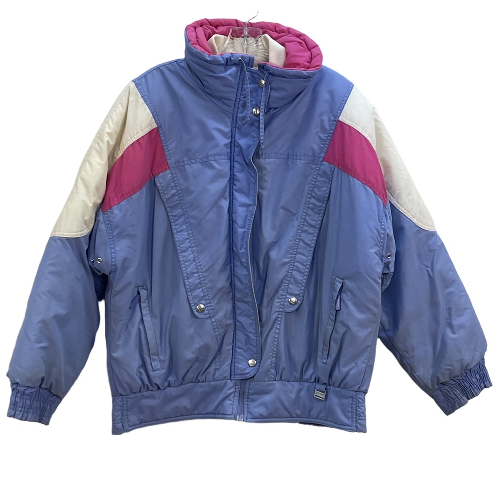 Vintage 80's Inside Edge Vintage Colorblock Puffer Ski Jacket Pink Blue White  M